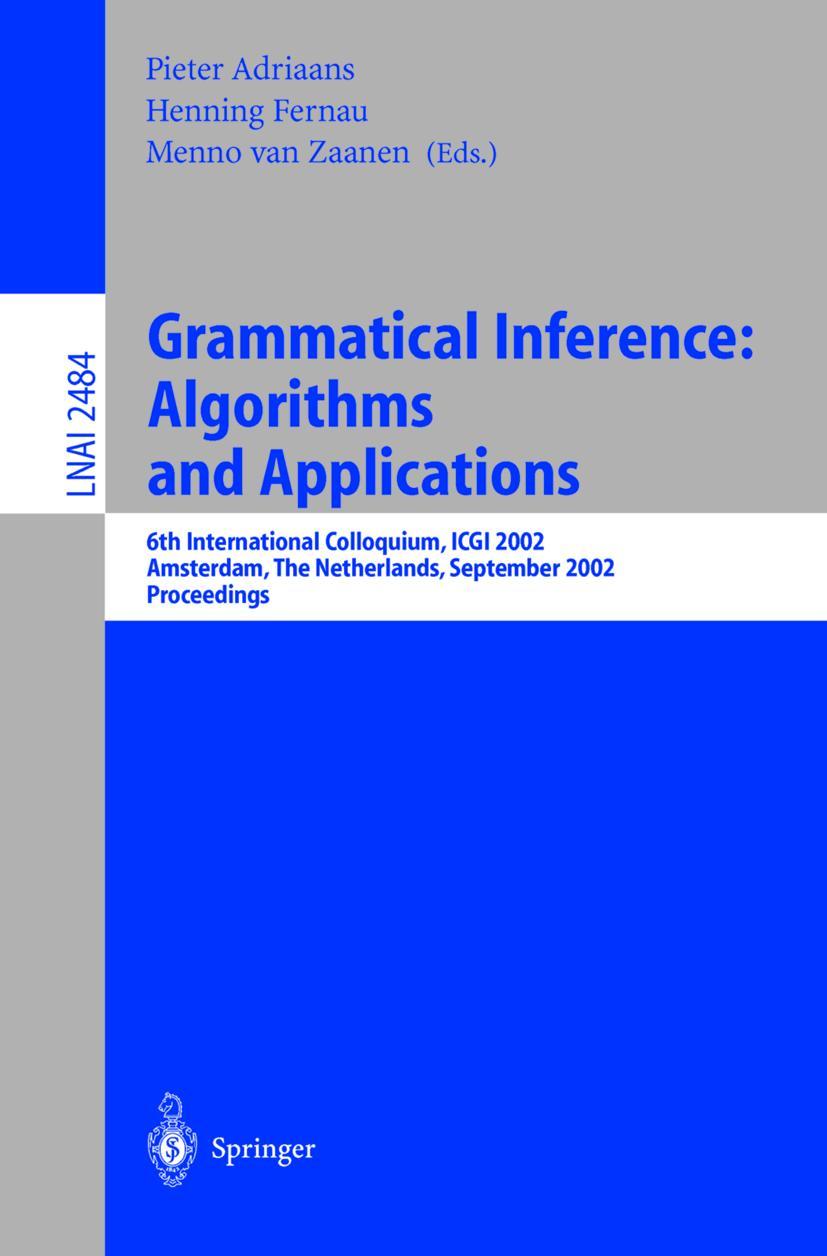 Vorderes Coverbild Grammatical Inference: Algorithms and Applications