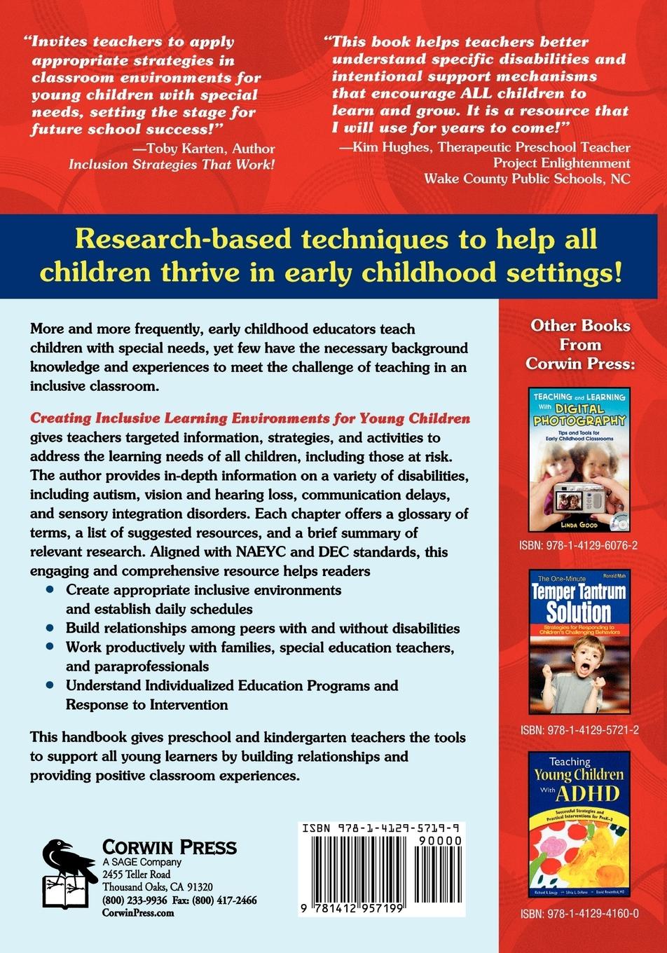 Rückseitencover Creating Inclusive Learning Environments for Young Children