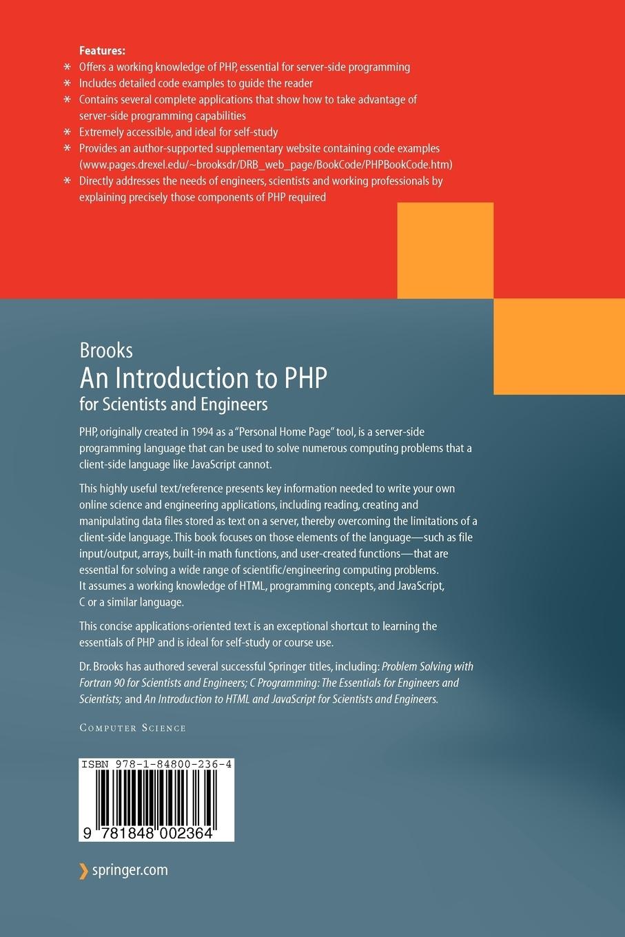 Rückseitencover An Introduction to PHP for Scientists and Engineers