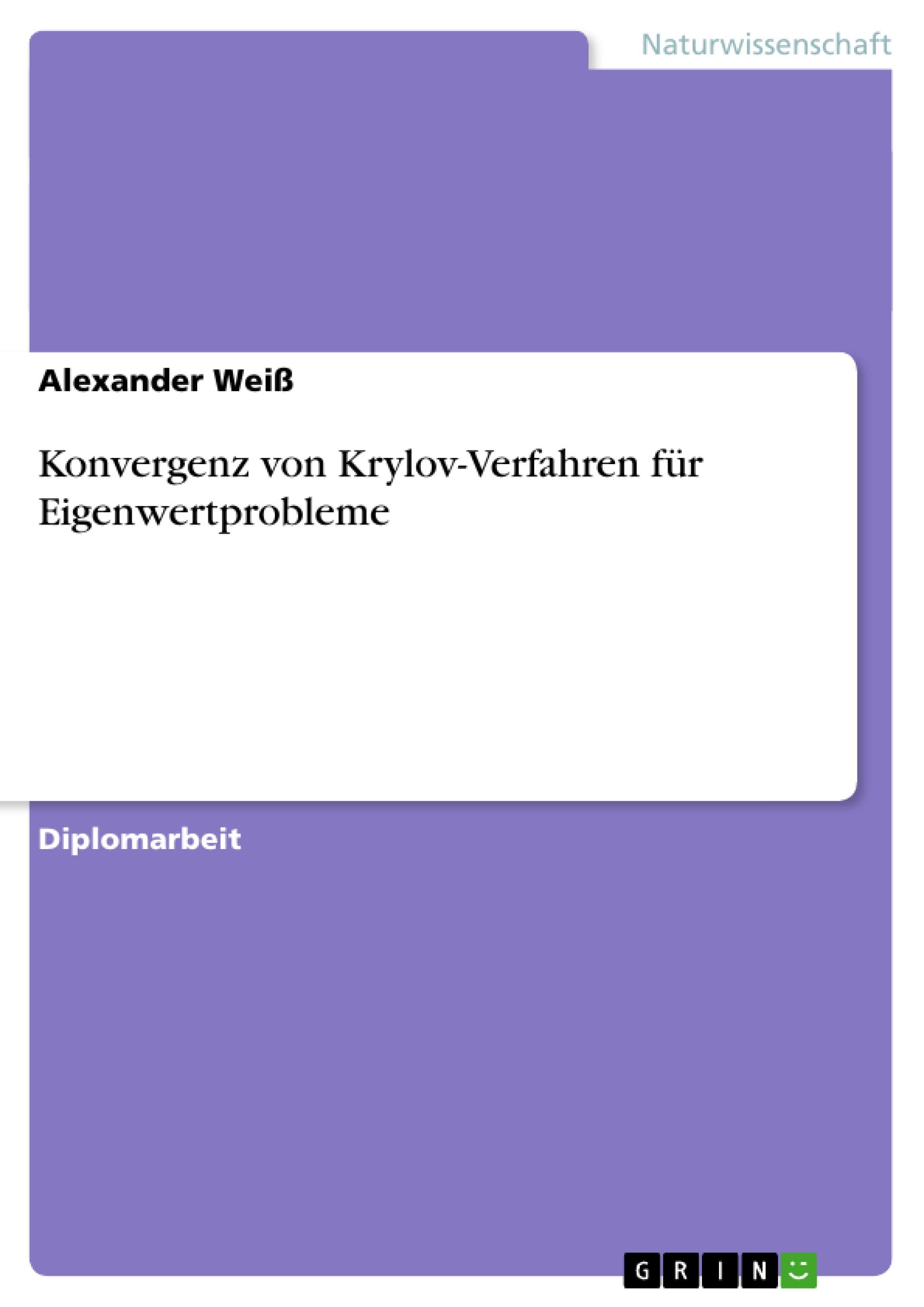 Vorderes Coverbild Konvergenz von Krylov-Verfahren für Eigenwertprobleme