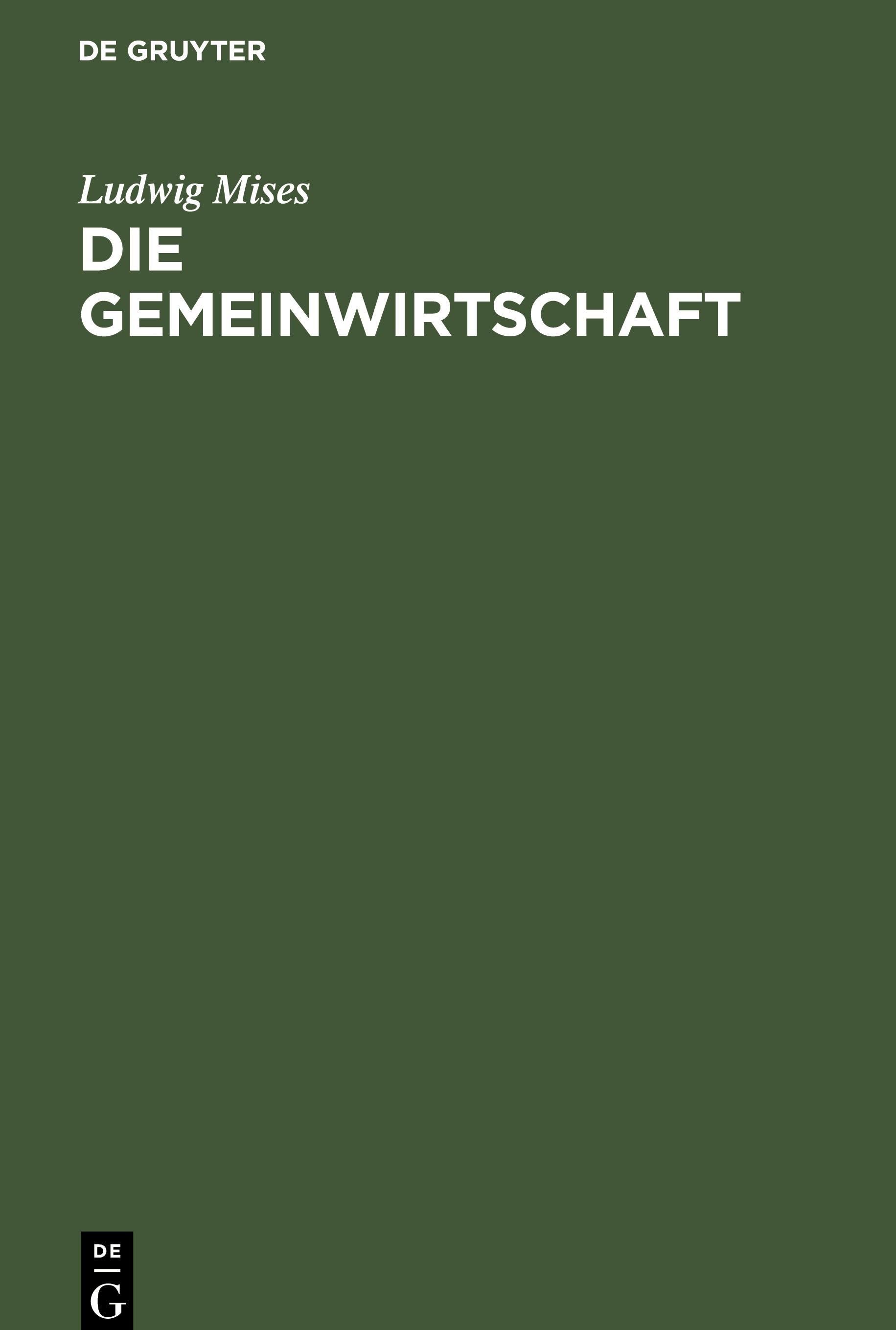 Vorderes Coverbild Die Gemeinwirtschaft