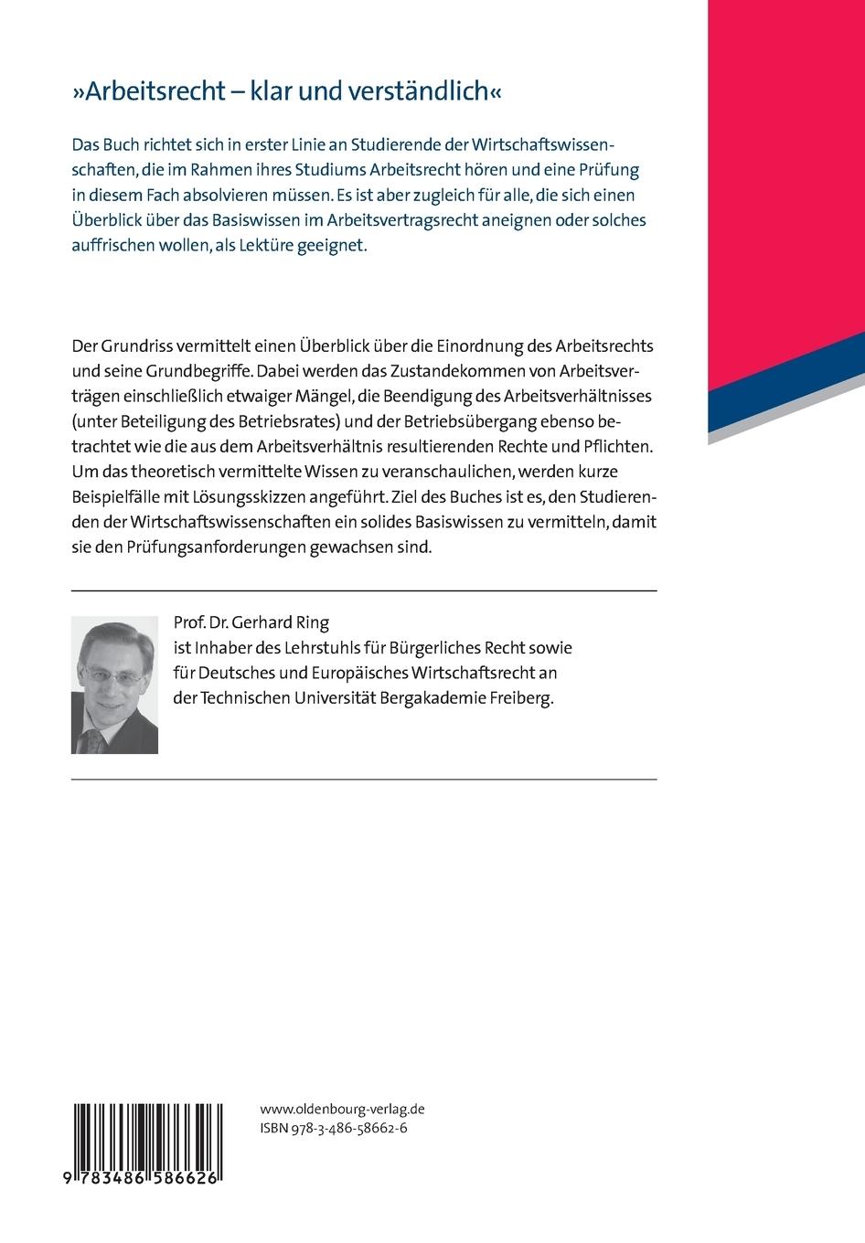 Rückseitencover Arbeitsrecht für Wirtschaftswissenschaftler