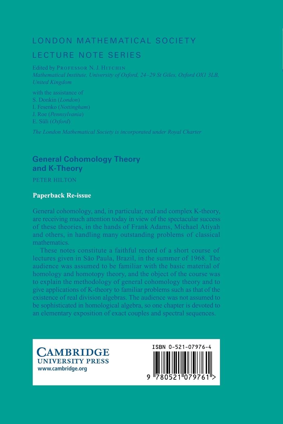 Rückseitencover General Cohomology Theory and K-Theory