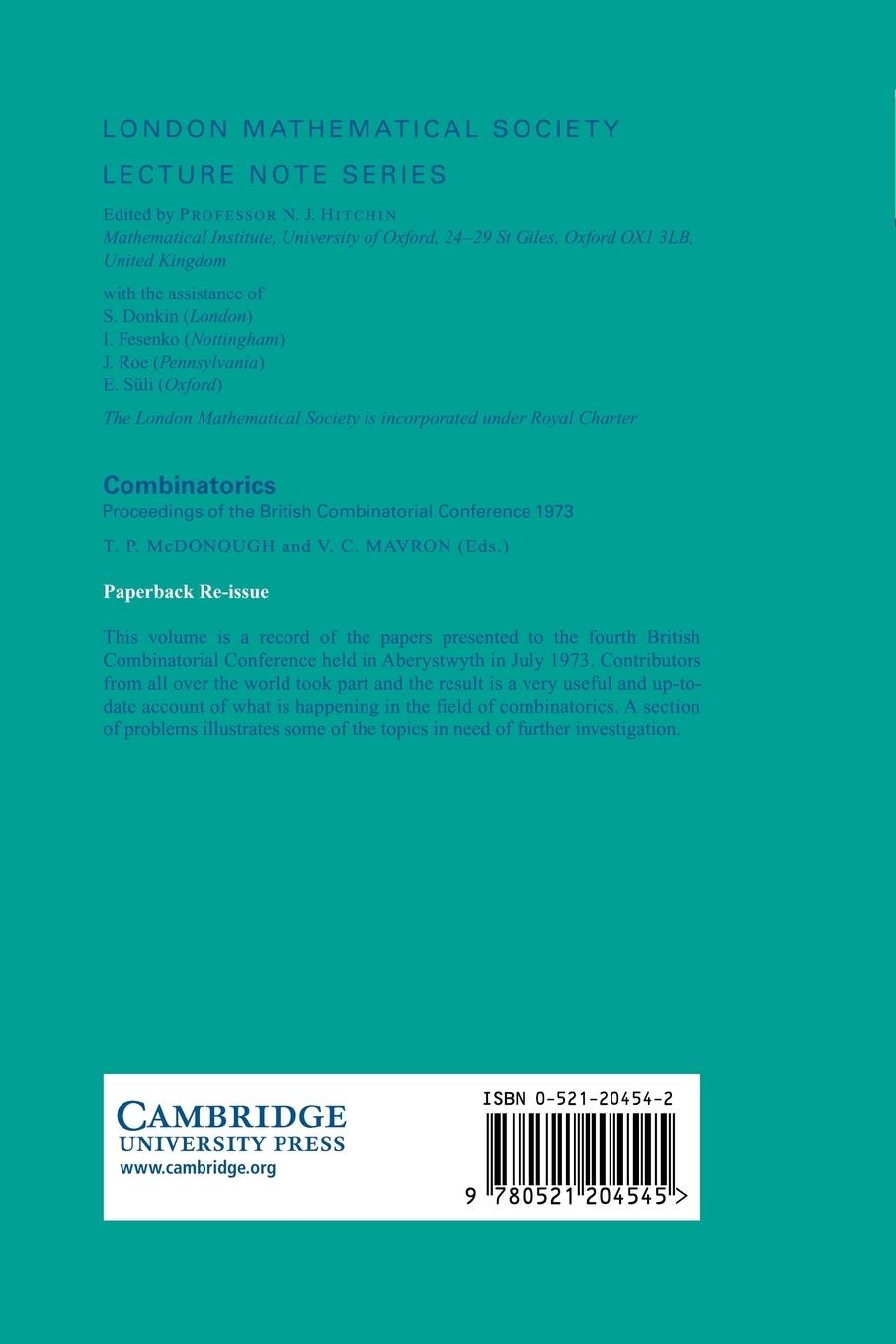 Rückseitencover Combinatorics