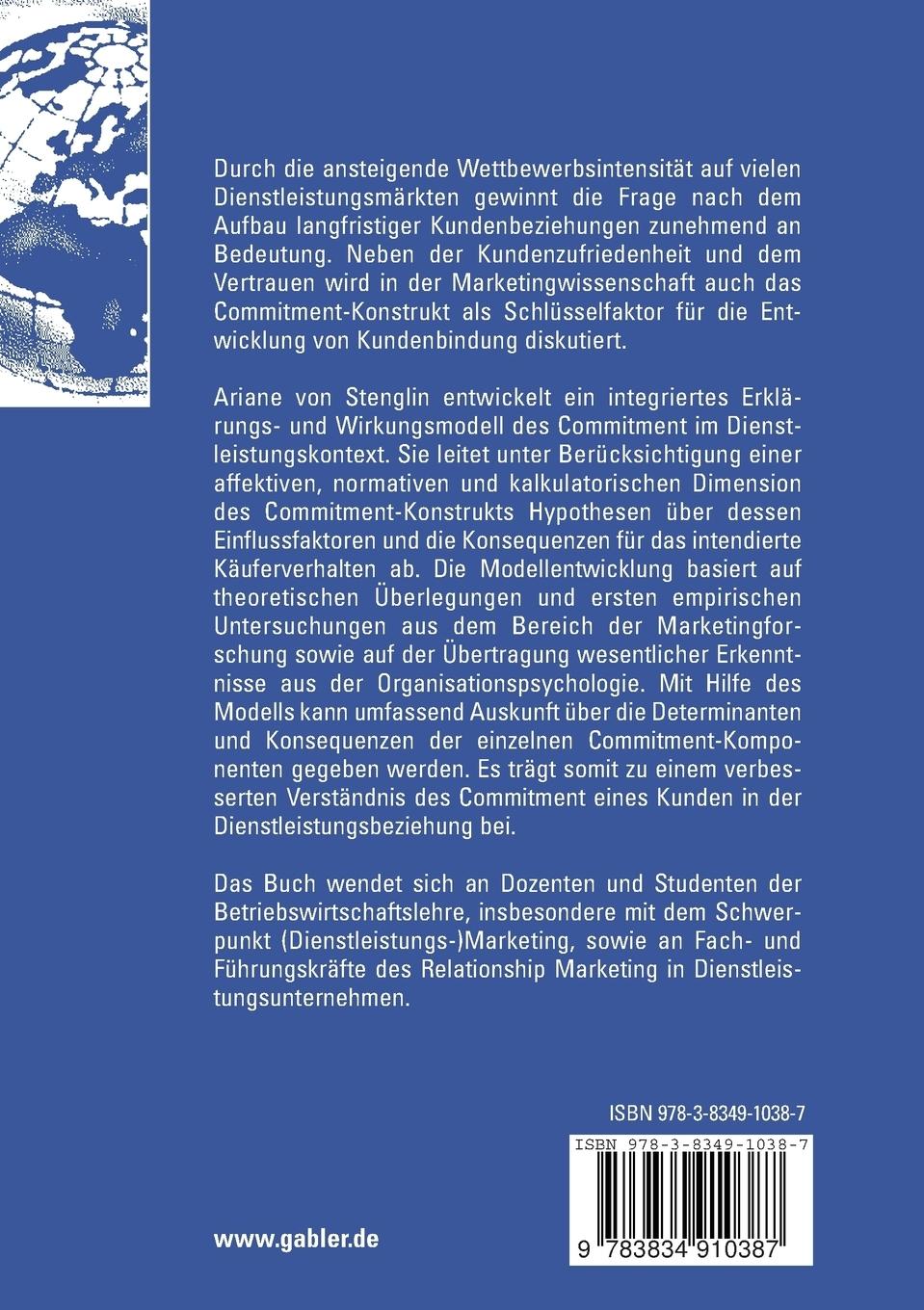 Rückseitencover Commitment in der Dienstleistungsbeziehung