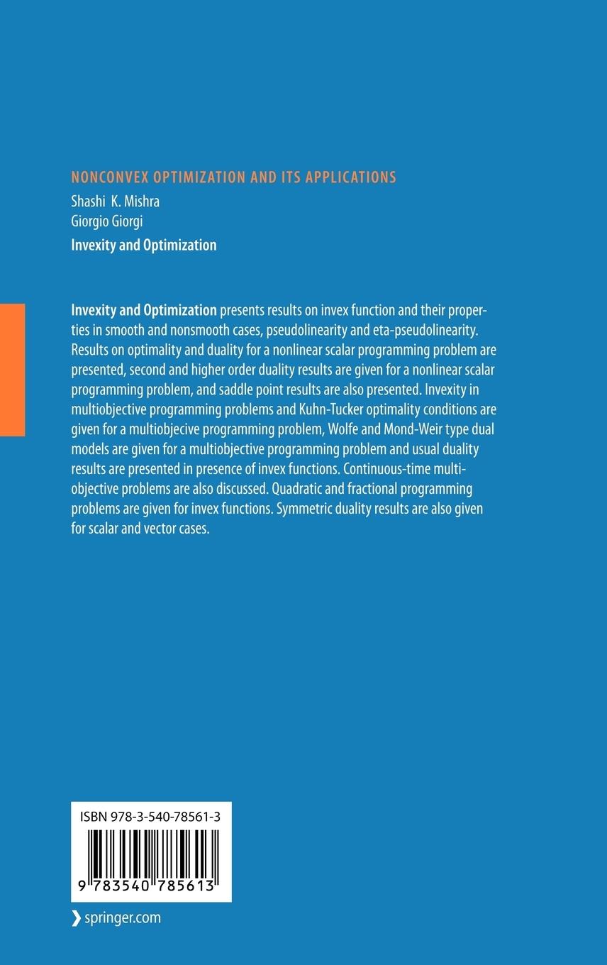 Rückseitencover Invexity and Optimization