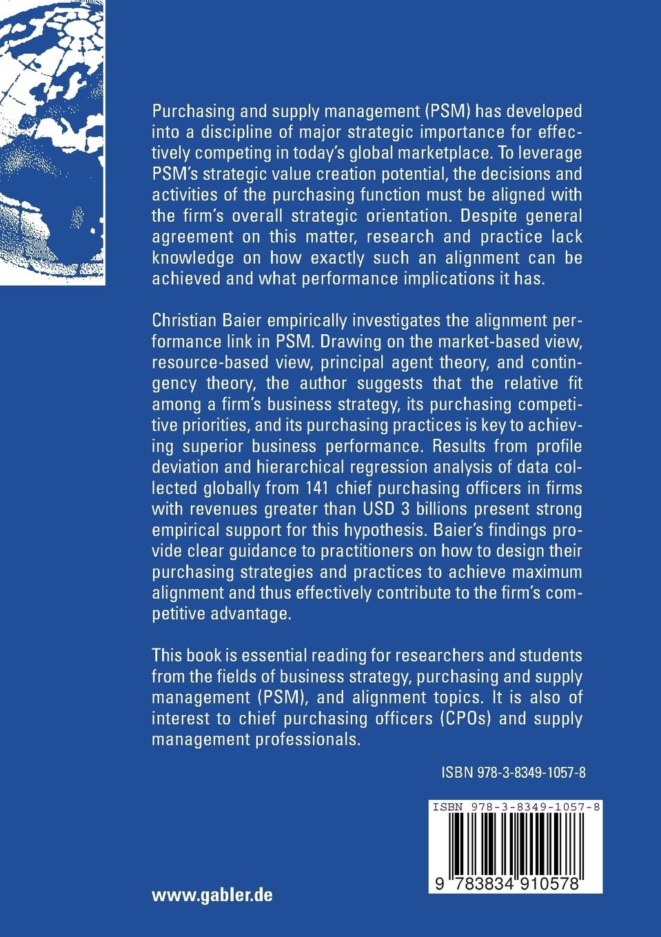 Rückseitencover The Alignment Performance Link in Purchasing and Supply Management