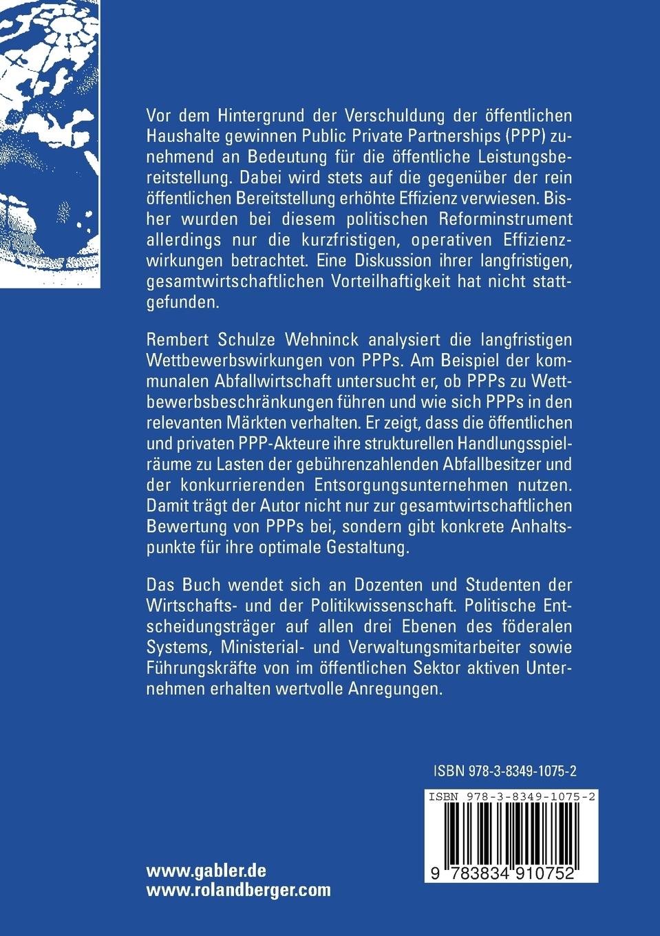 Rückseitencover Public Private Partnerships und Wettbewerb