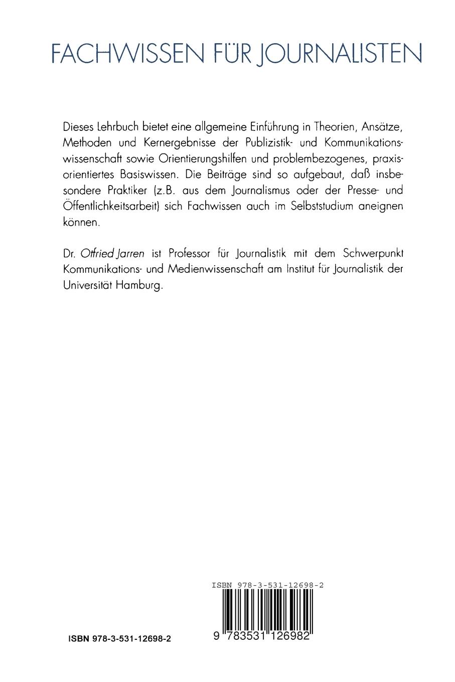 Rückseitencover Medien und Journalismus