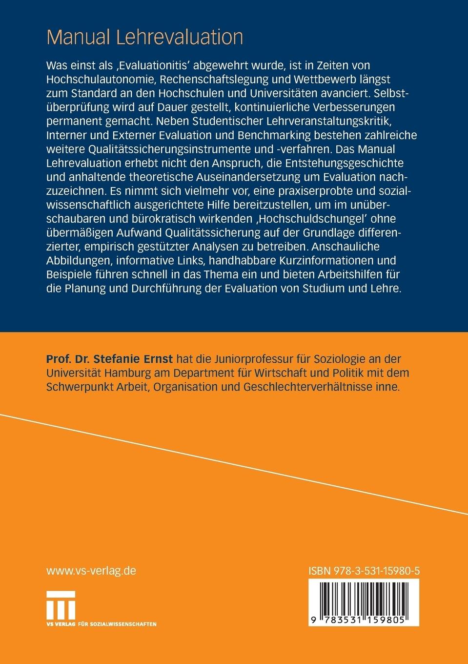 Rückseitencover Manual Lehrevaluation