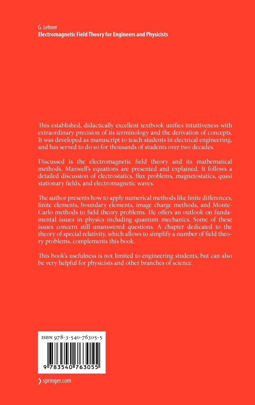 Rückseitencover Electromagnetic Field Theory for Engineers and Physicists