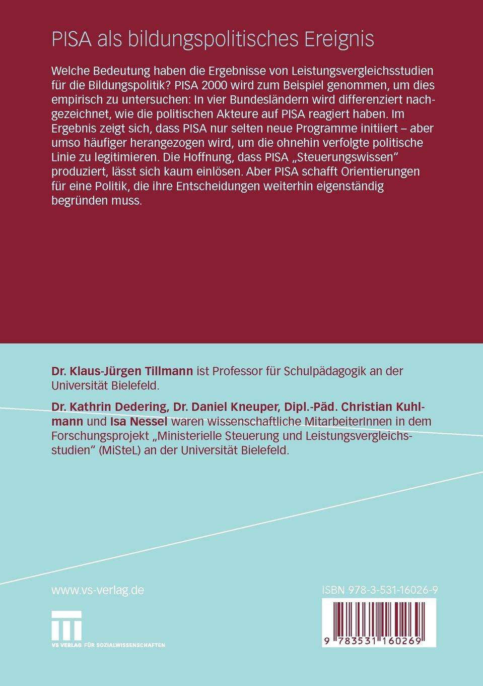 Rückseitencover PISA als bildungspolitisches Ereignis