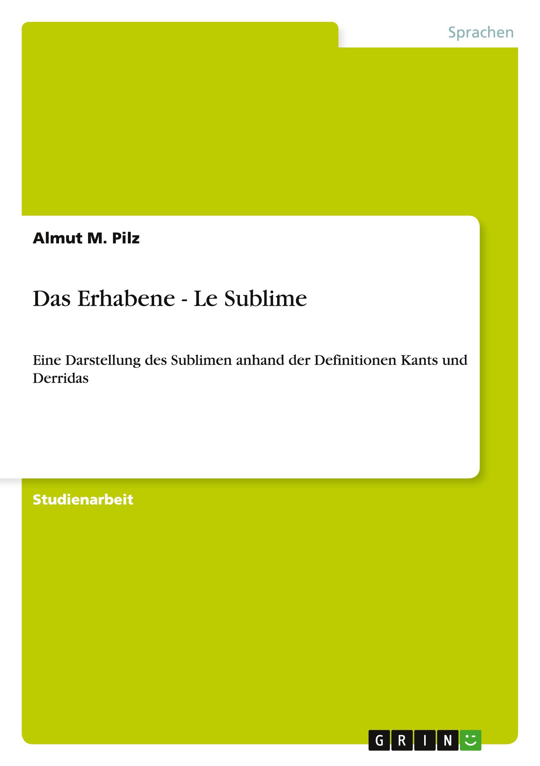Vorderes Coverbild Das Erhabene - Le Sublime