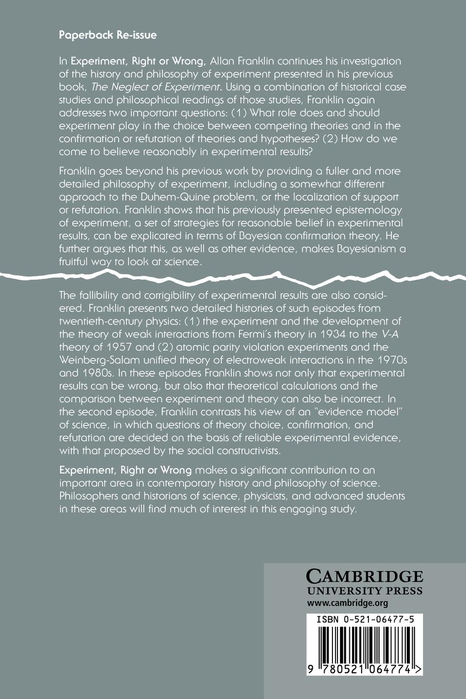 Rückseitencover Experiment, Right or Wrong