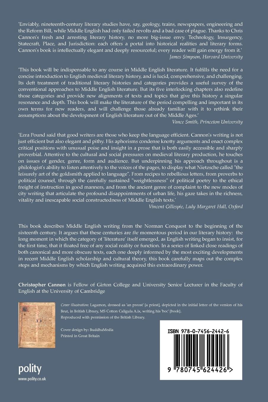 Rückseitencover Middle English Literature