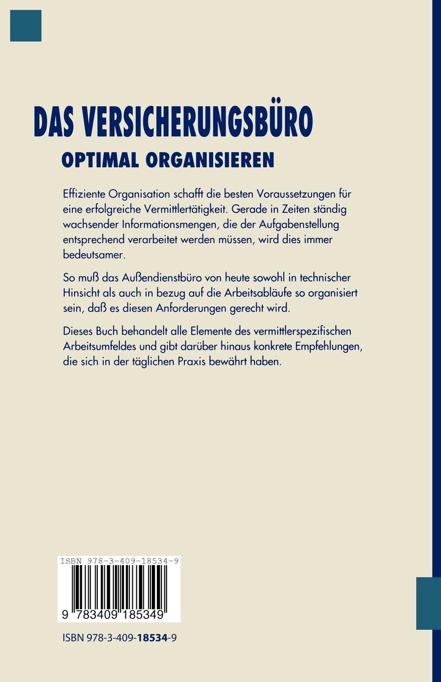 Rückseitencover Das Versicherungsbüro optimal organisieren