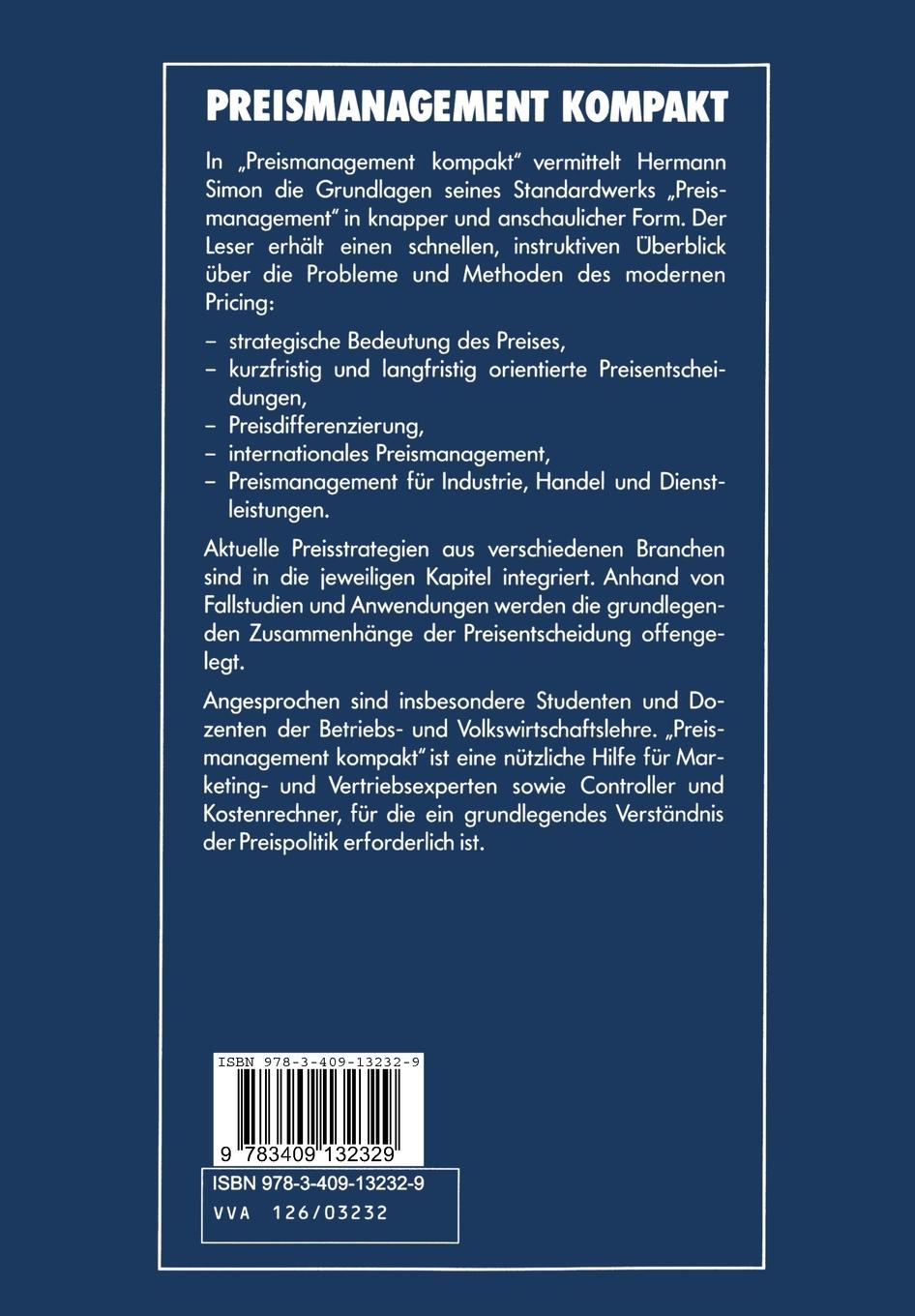 Rückseitencover Preismanagement kompakt