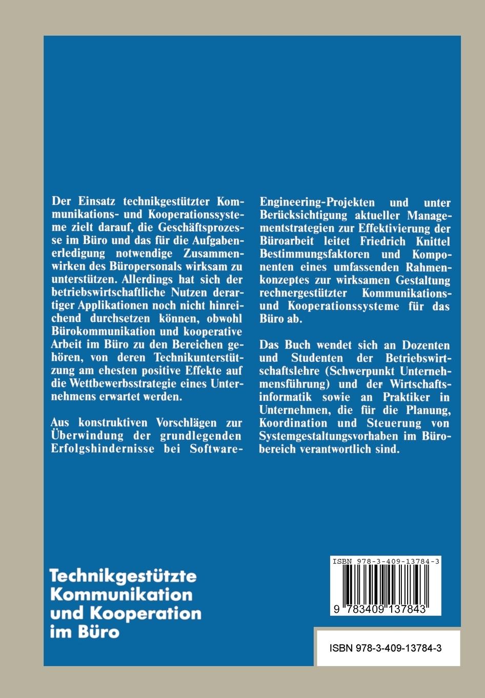 Rückseitencover Technikgestützte Kommunikation und Kooperation im Büro