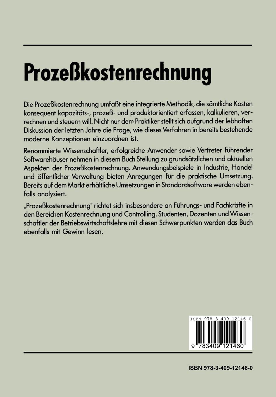 Rückseitencover Prozeßkostenrechnung