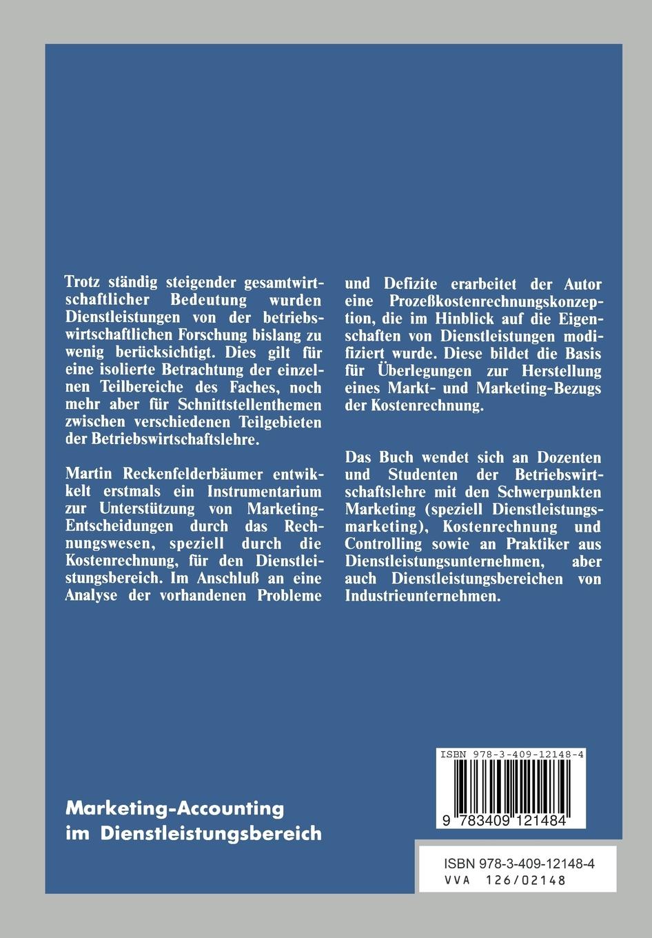 Rückseitencover Marketing-Accounting im Dienstleistungsbereich