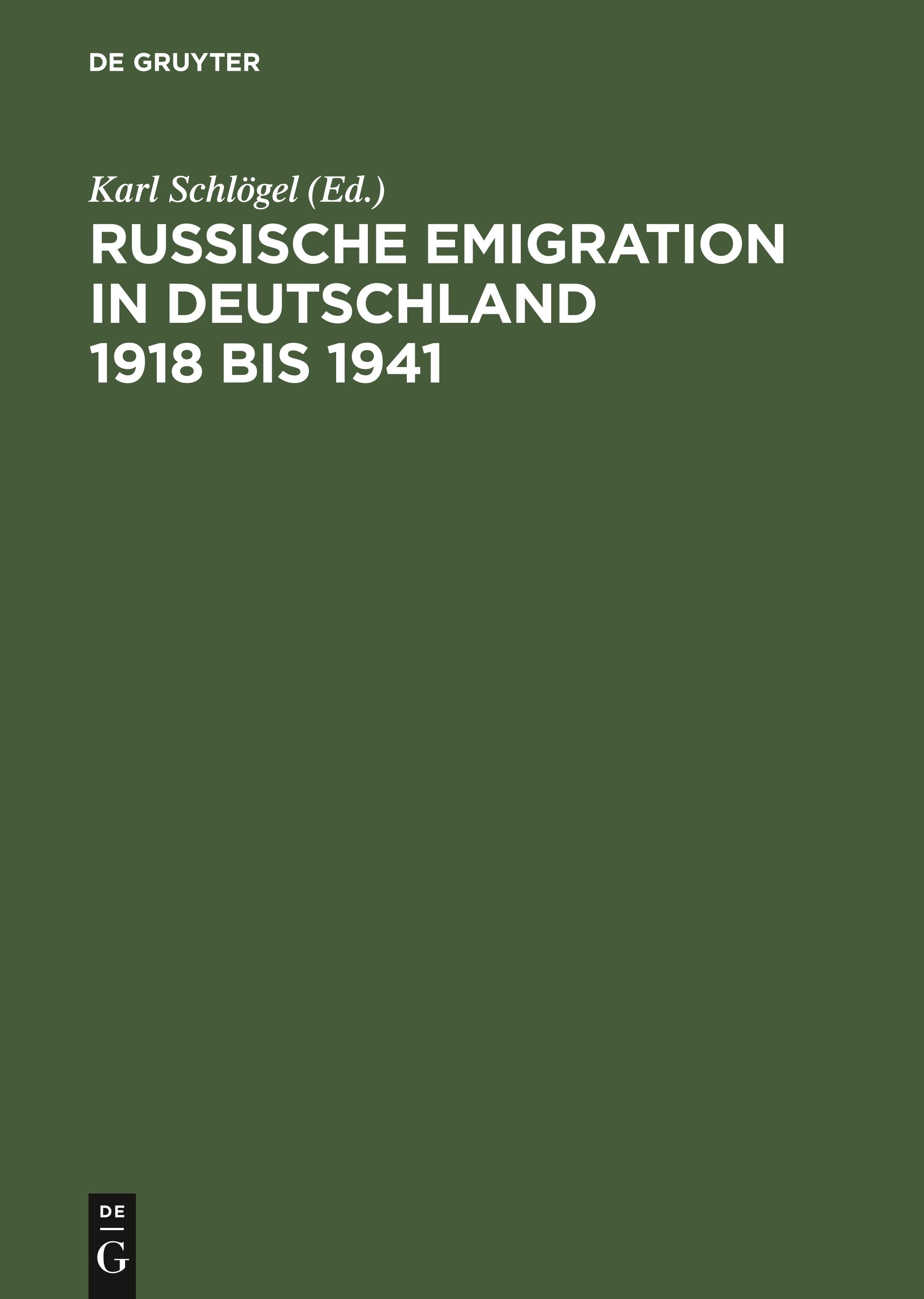Vorderes Coverbild Russische Emigration in Deutschland 1918 bis 1941