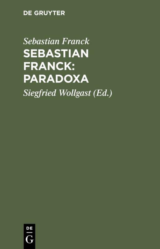 Vorderes Coverbild Sebastian Franck: Paradoxa