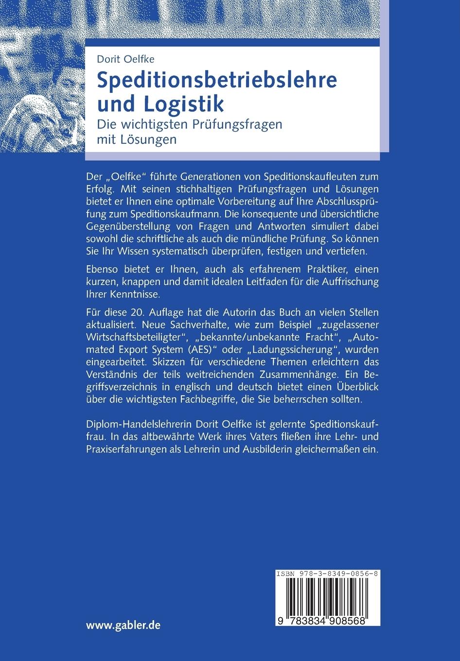 Rückseitencover Speditionsbetriebslehre und Logistik