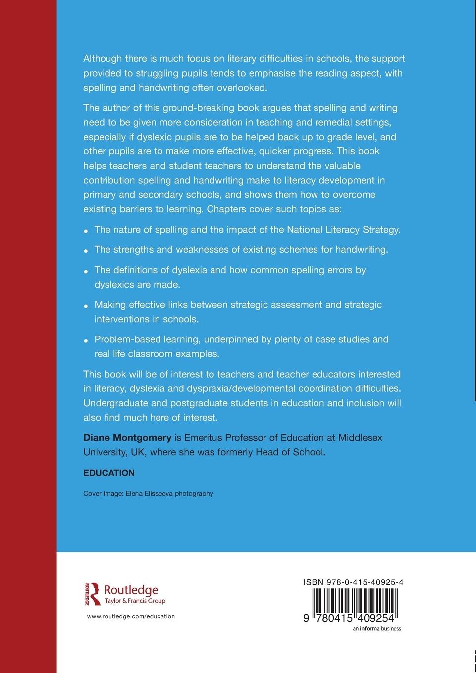 Rückseitencover Spelling, Handwriting and Dyslexia