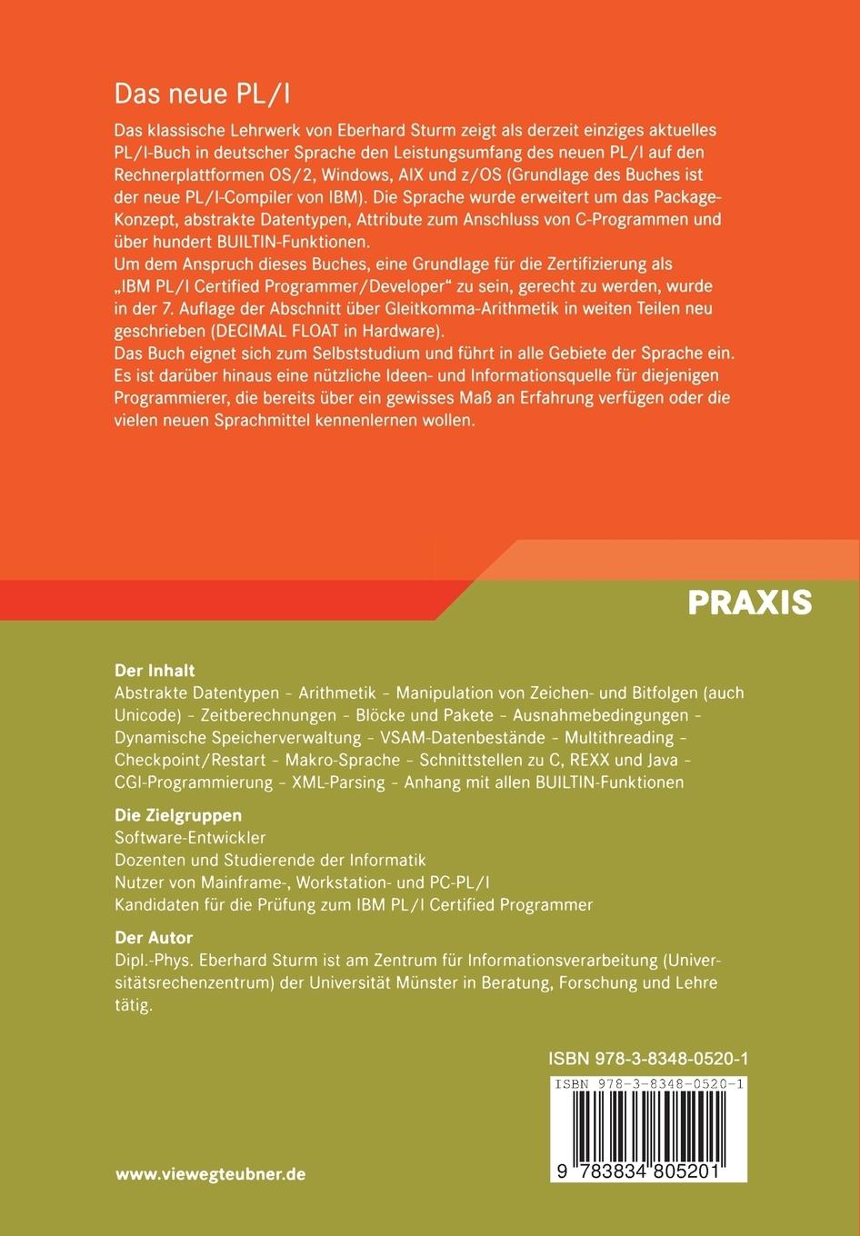 Rückseitencover Das neue PL/I