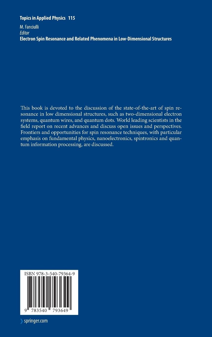 Rückseitencover Electron Spin Resonance and Related Phenomena in Low-Dimensional Structures