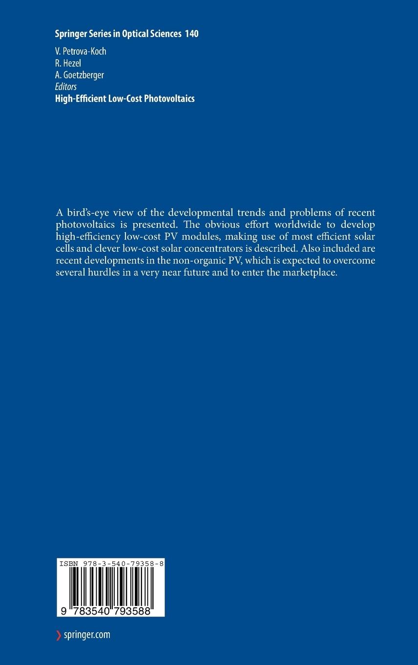 Rückseitencover High-Efficient Low-Cost Photovoltaics