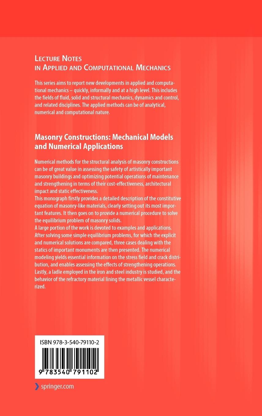 Rückseitencover Masonry Constructions: Mechanical Models and Numerical Applications