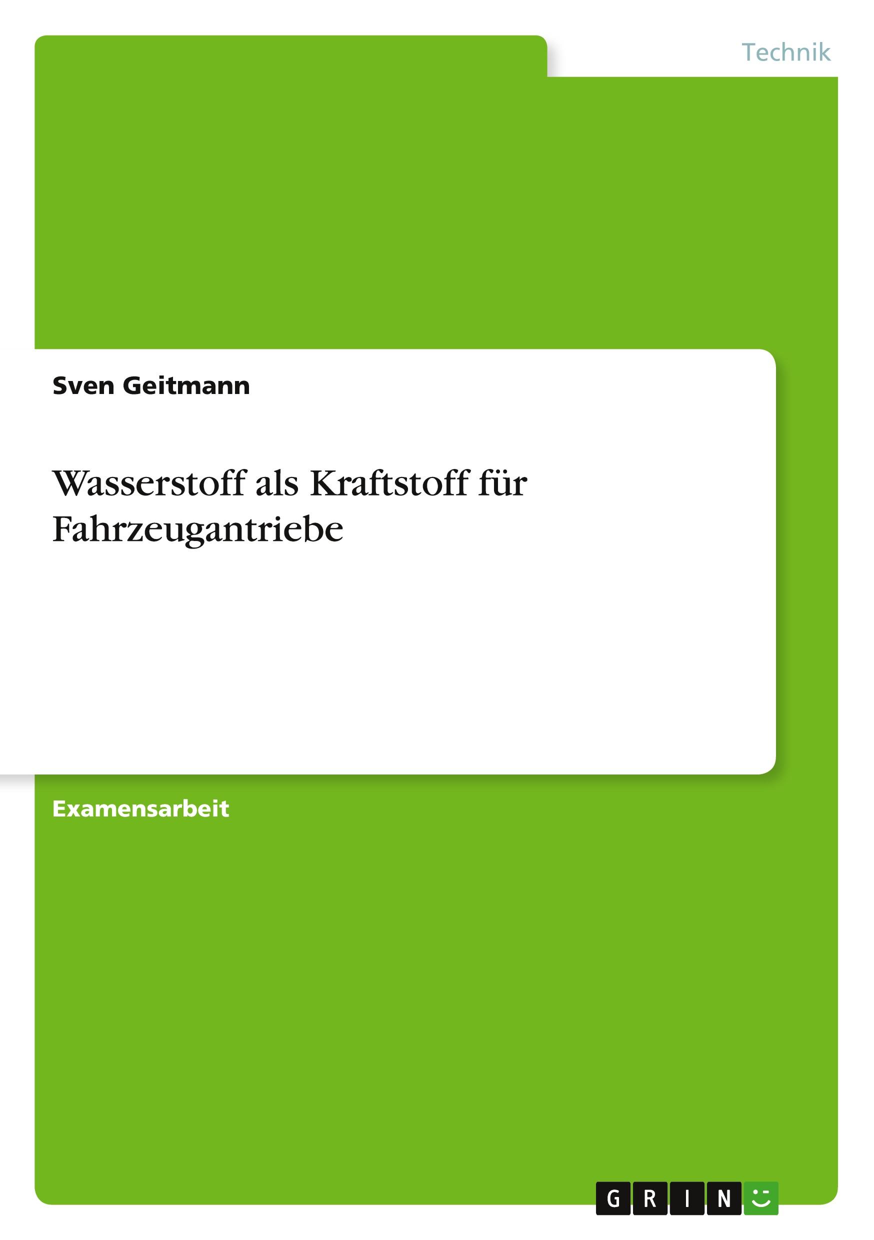Vorderes Coverbild Wasserstoff als Kraftstoff für Fahrzeugantriebe