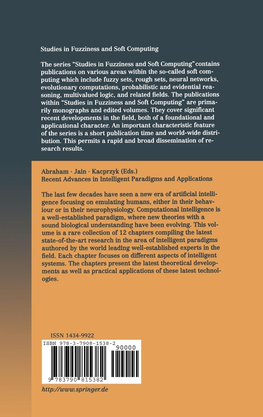 Rückseitencover Recent Advances in Intelligent Paradigms and Applications
