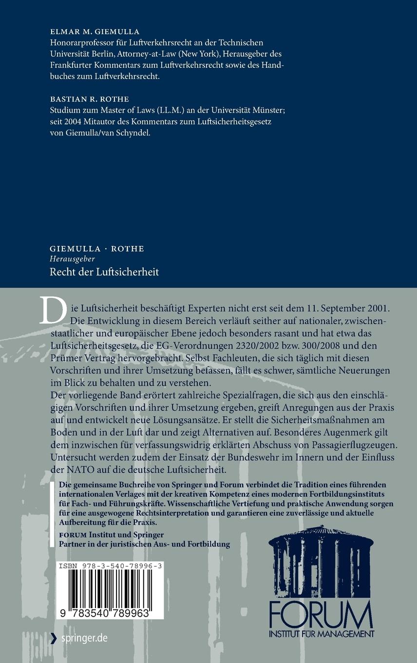 Rückseitencover Recht der Luftsicherheit