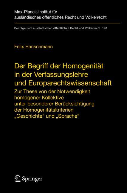 Vorderes Coverbild Der Begriff der Homogenität in der Verfassungslehre und Europarechtswissenschaft