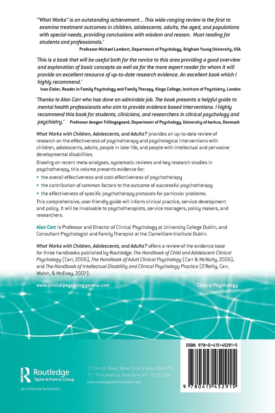 Rückseitencover What Works with Children, Adolescents, and Adults?