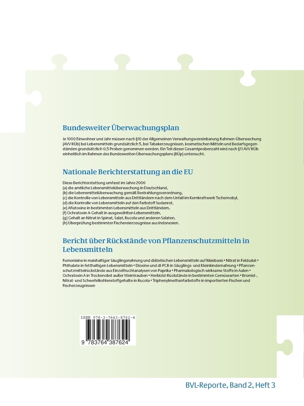 Rückseitencover Berichte zur Lebensmittelsicherheit 2006
