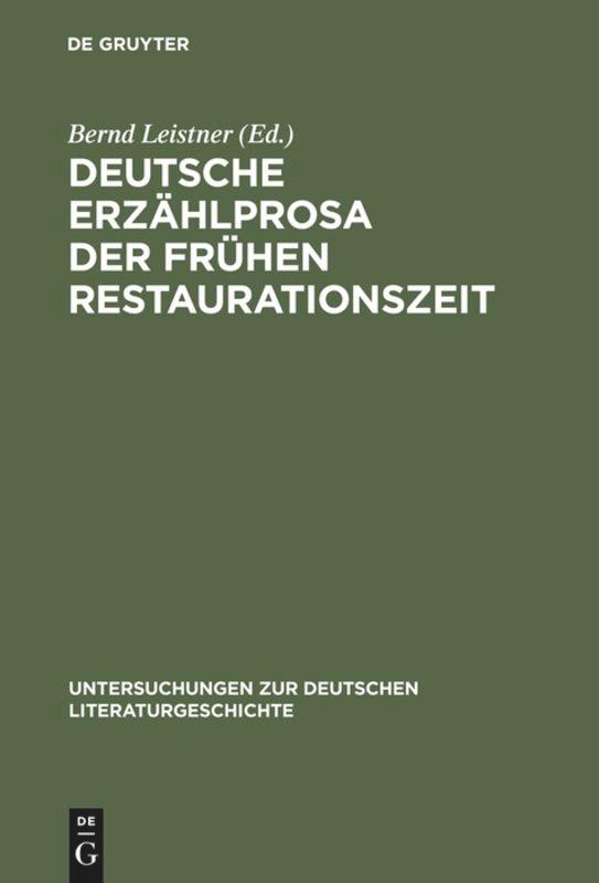 Vorderes Coverbild Deutsche Erzählprosa der frühen Restaurationszeit