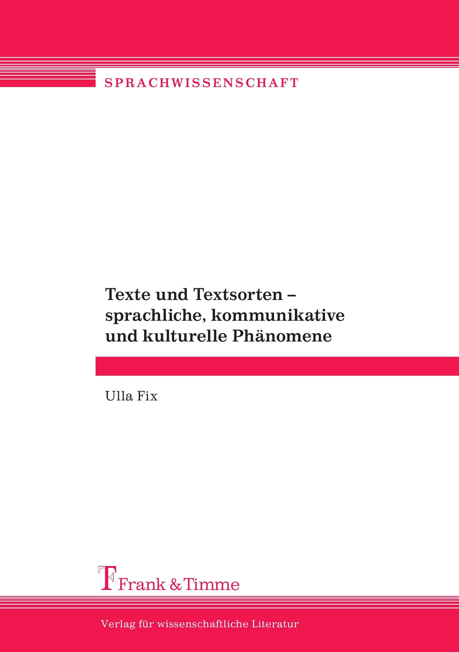 Vorderes Coverbild Texte und Textsorten - sprachliche, kommunikative und kulturelle Phänomene