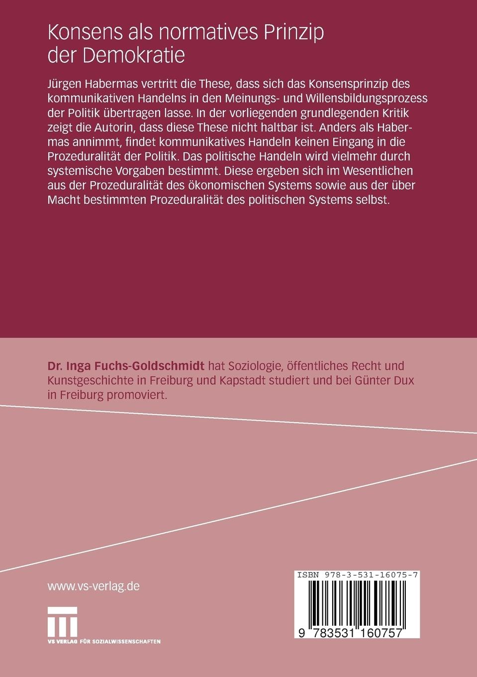 Rückseitencover Konsens als normatives Prinzip der Demokratie