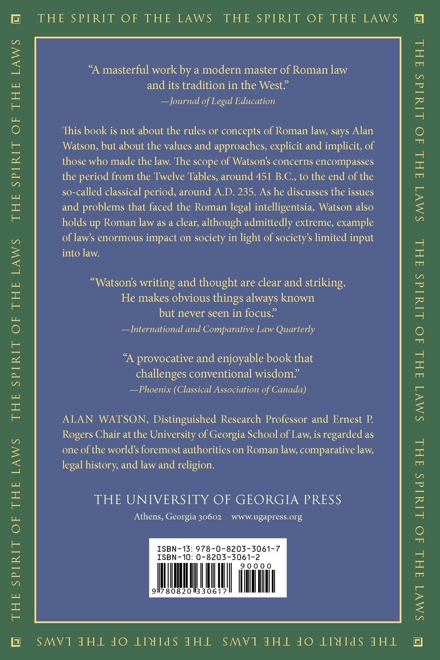 Rückseitencover The Spirit of Roman Law