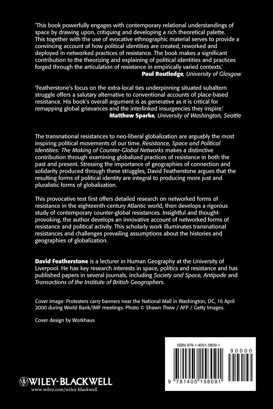 Rückseitencover Resistance, Space and Political Identities