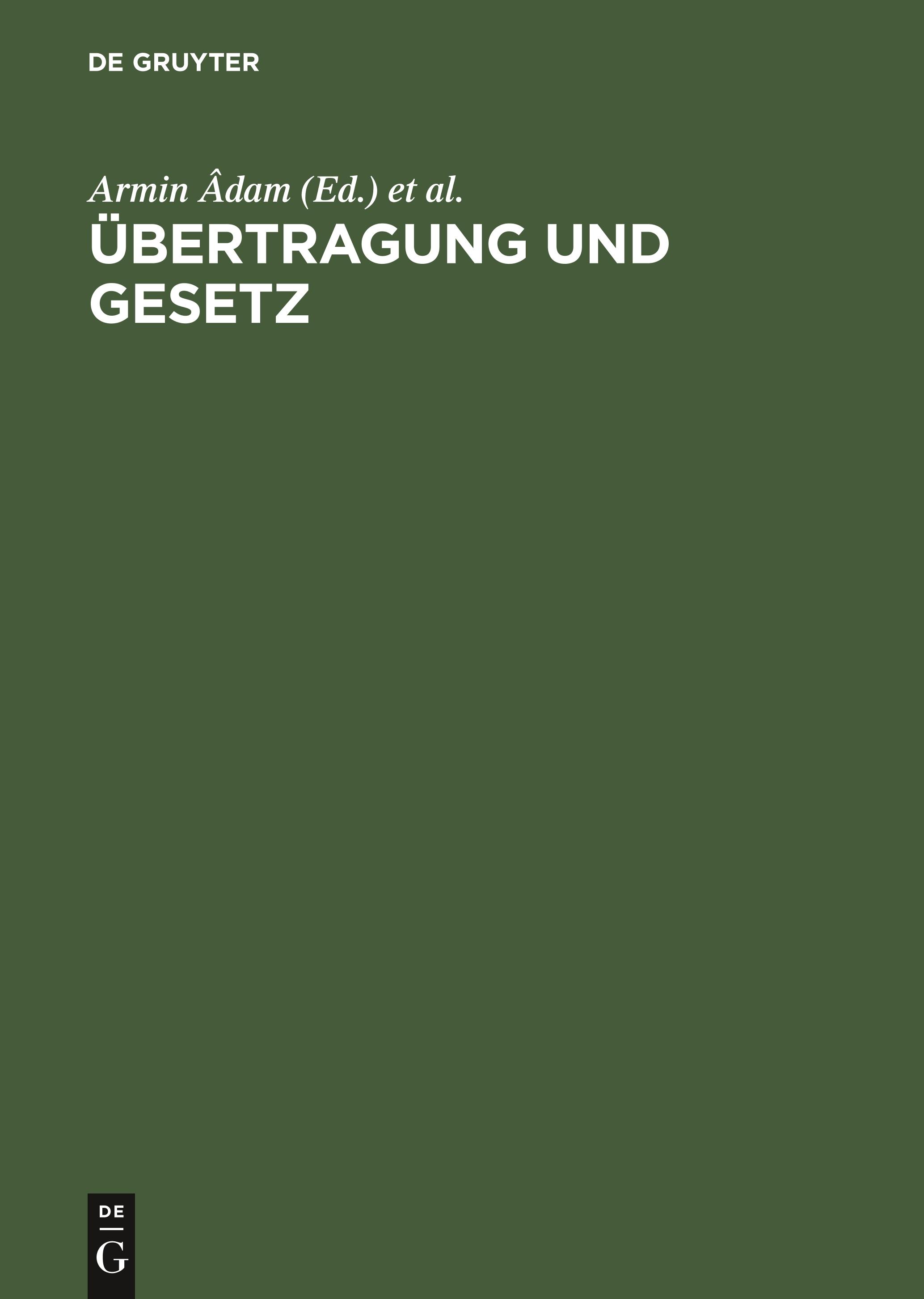 Vorderes Coverbild Übertragung und Gesetz