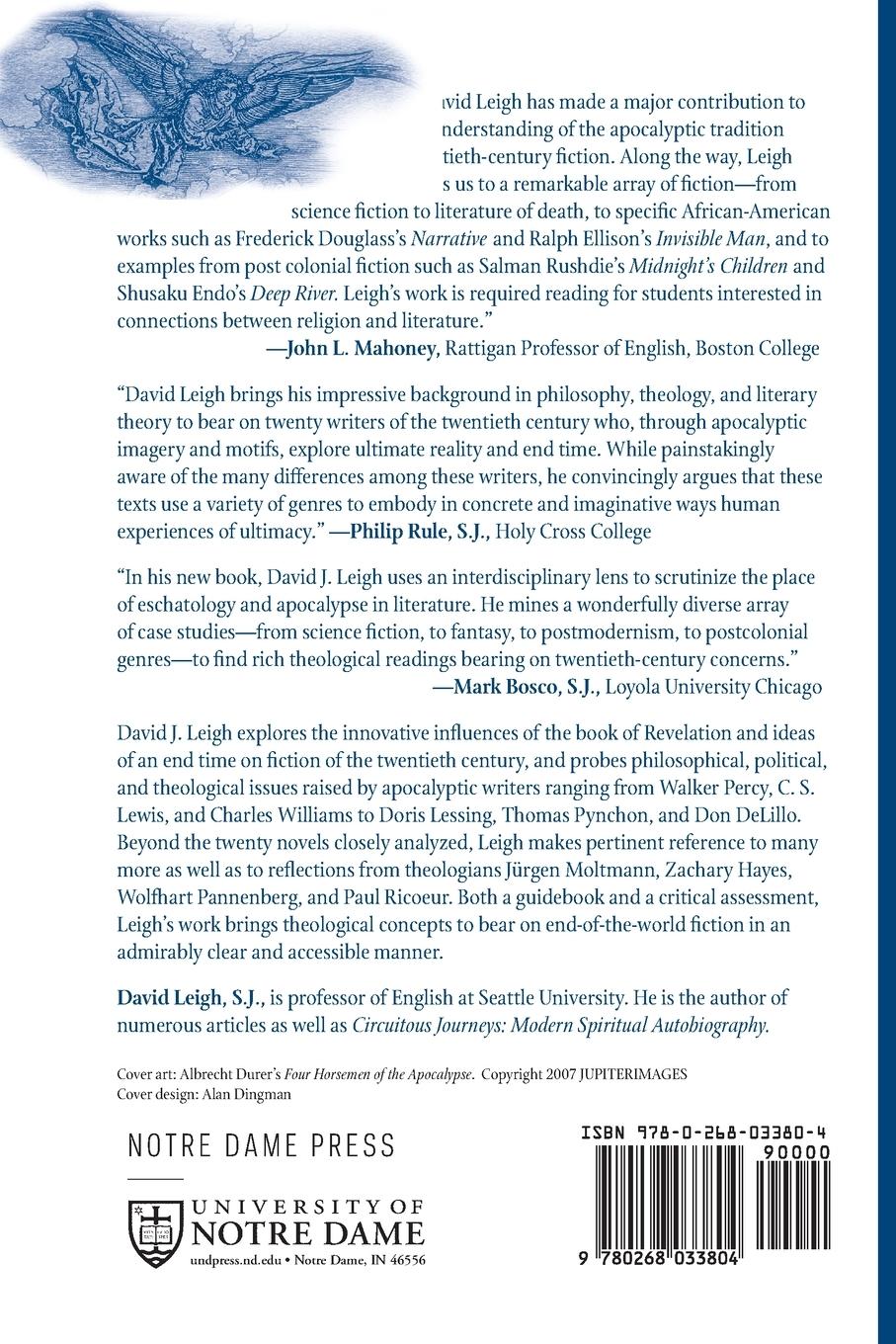 Rückseitencover Apocalyptic Patterns in Twentieth-Century Fiction