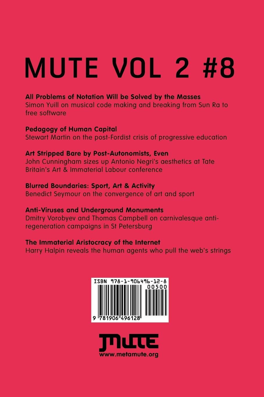 Rückseitencover Mute Magazine - Vol 2 #8