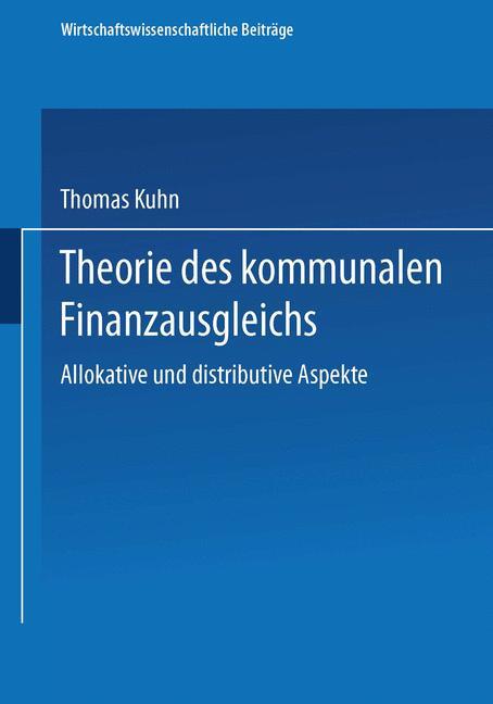 Vorderes Coverbild Theorie des kommunalen Finanzausgleichs