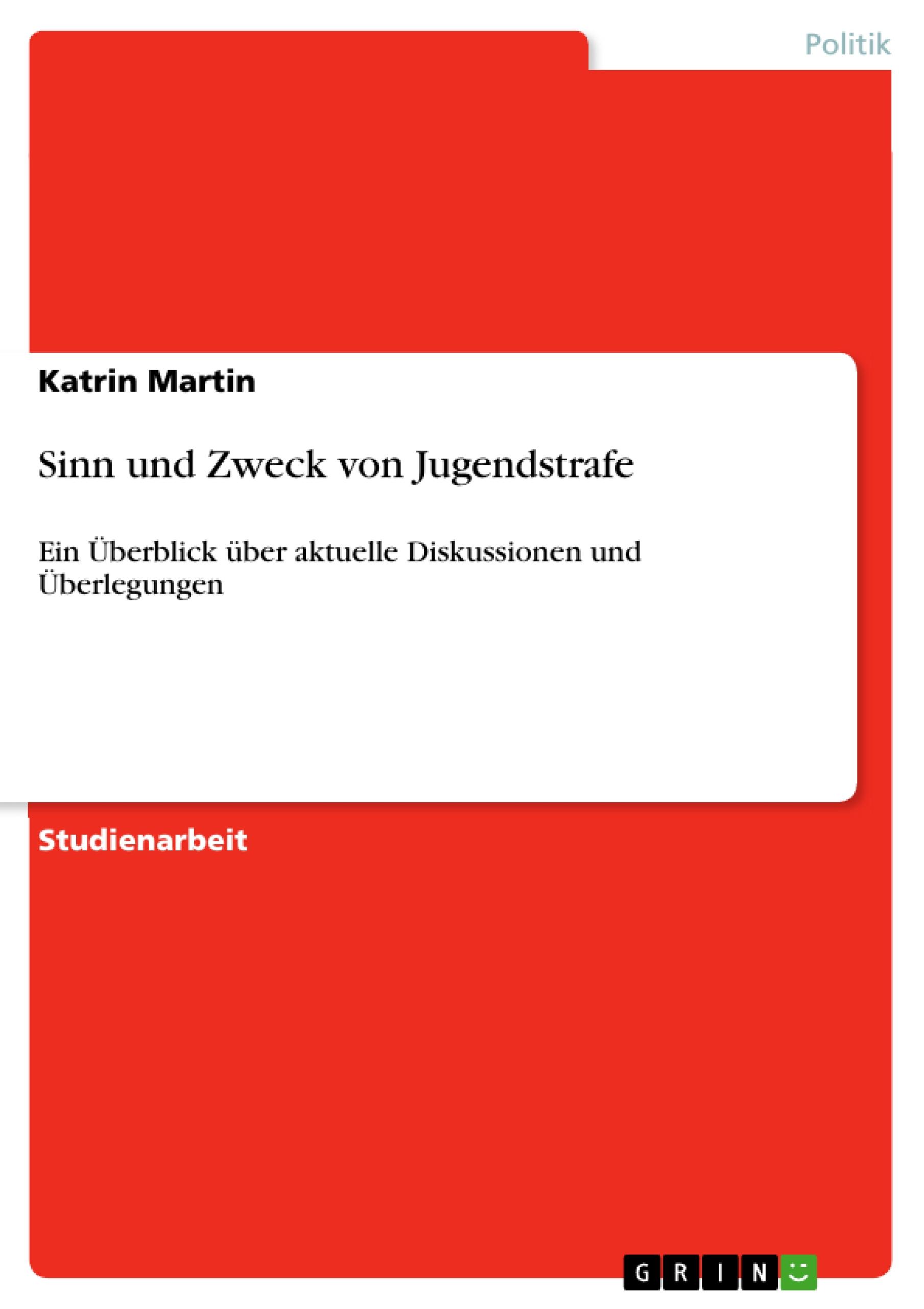 Vorderes Coverbild Sinn und Zweck von Jugendstrafe