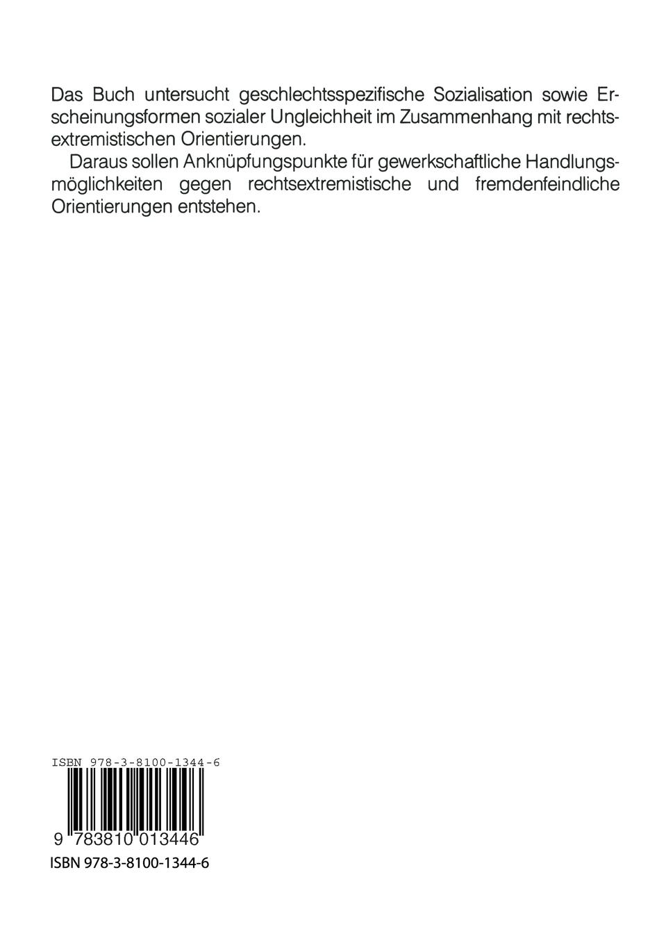 Rückseitencover Jugendlicher Rechtsextremismus und Gewerkschaften