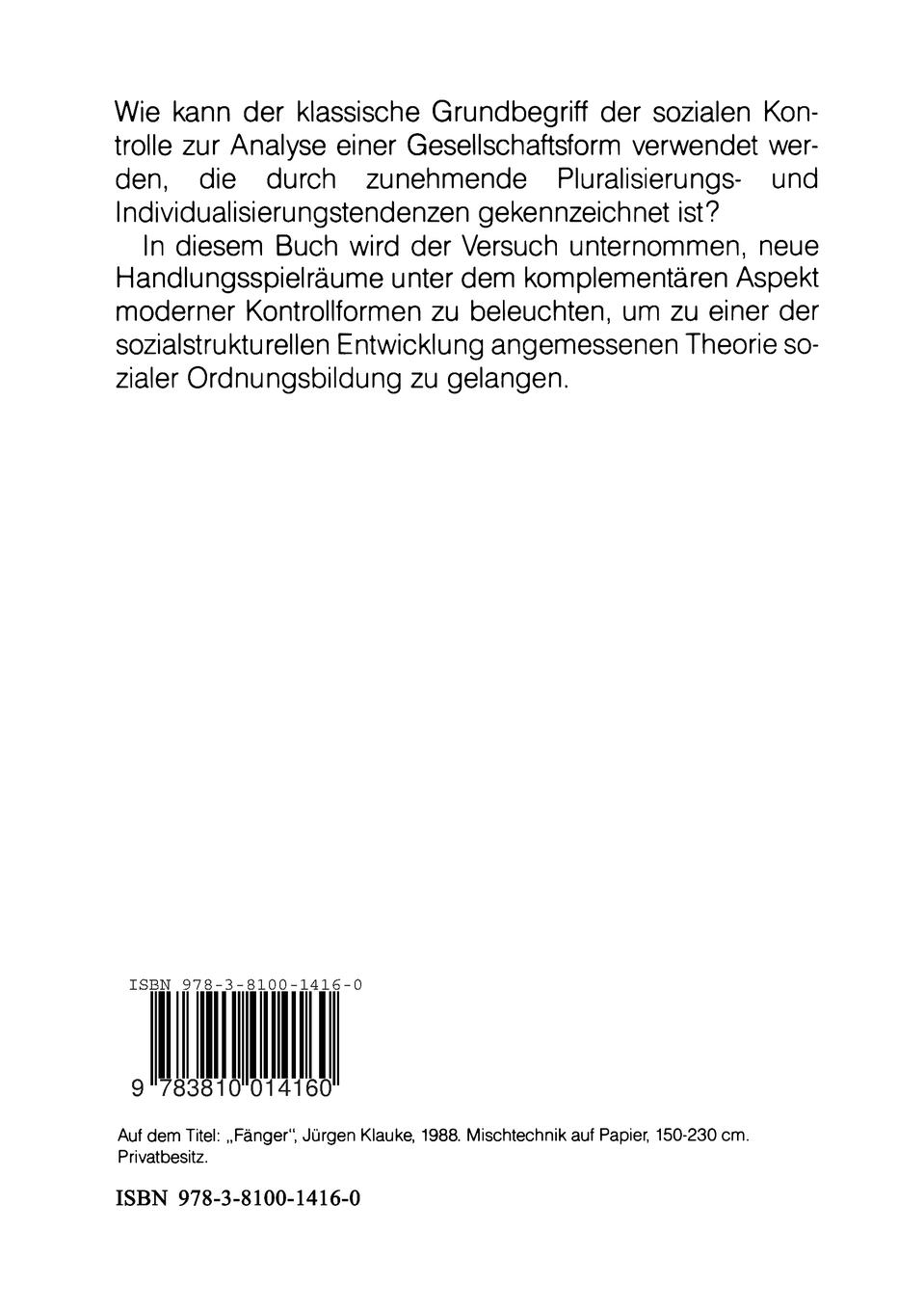 Rückseitencover Soziale Kontrolle und Individualisierung